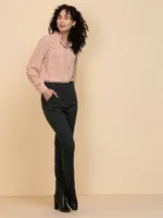 Long Sleeve Ruffle Trim Blouse