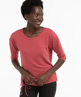Drawstring Keyhole Scoop Neck Top