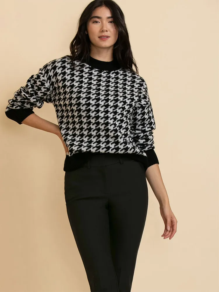 Crewneck Houndstooth Sweater
