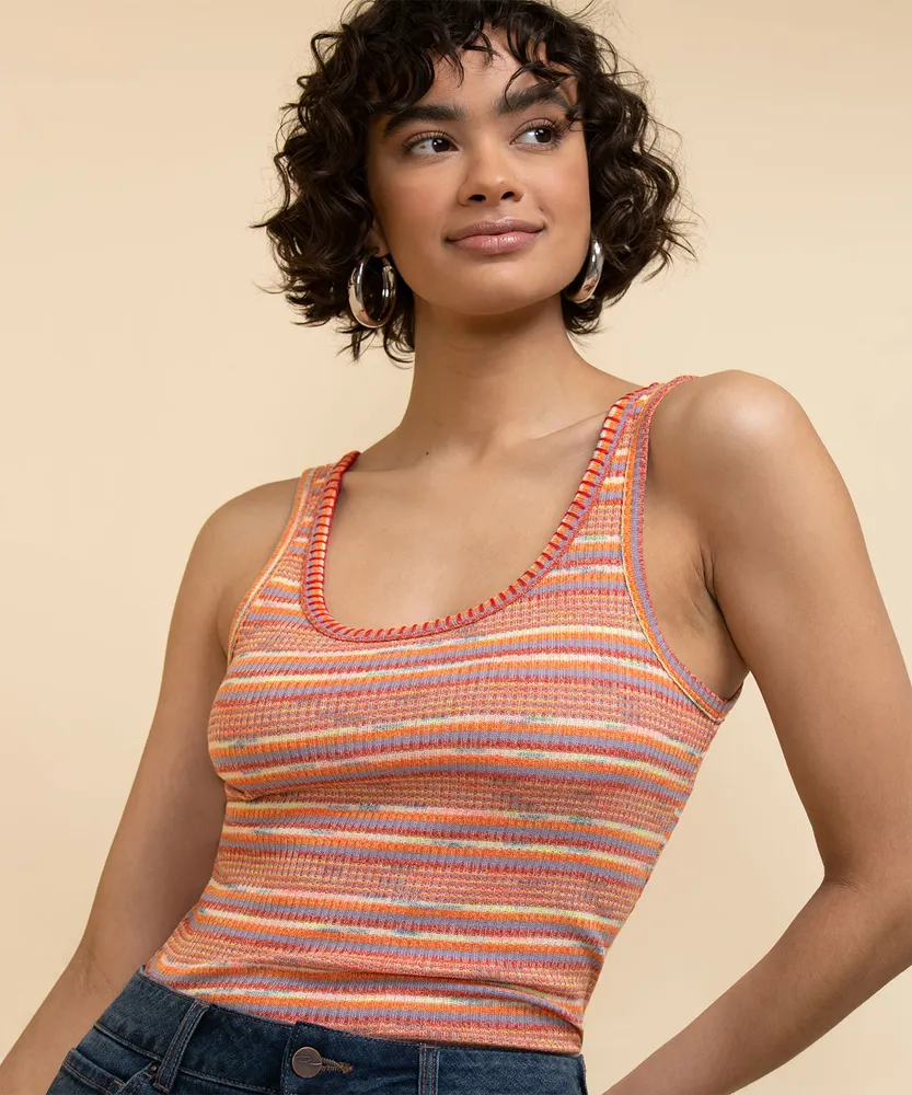 Sleeveless Spacedye Knit Rib Top