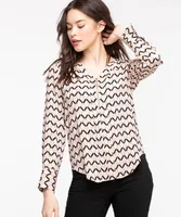 Zipper Front Popover Blouse