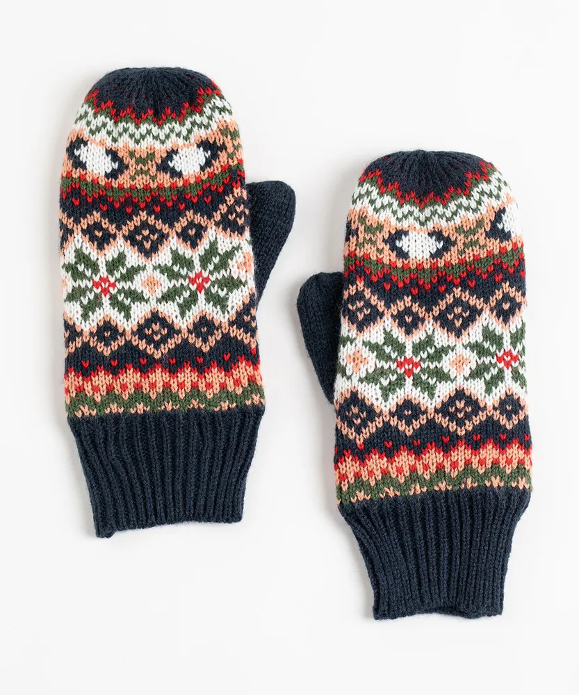 Navy Fair Isle Mittens