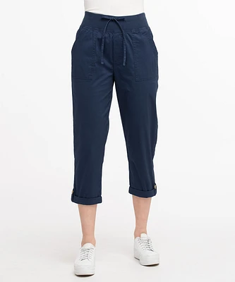 Poplin Drawstring Capri Pant