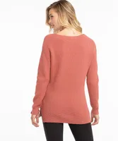 V-Neck Waffle Stitch Sweater