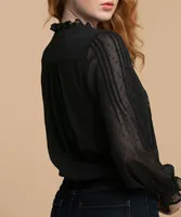 Swiss Dot Tie Neck Top