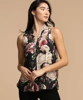 Pleat Front Sleeveless Blouse