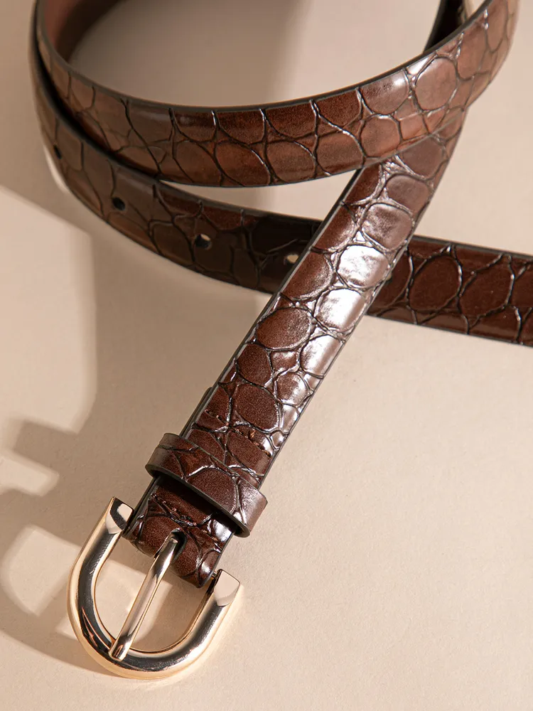 Brown Faux Crocodile Belt