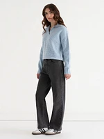 Open Collar Waffle Sweater