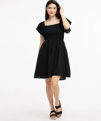 Smocked Square Neck Dress