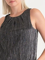 Pleat Neck Tinsel Tank Top