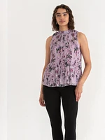 Sleeveless Blouse with Release Pleats