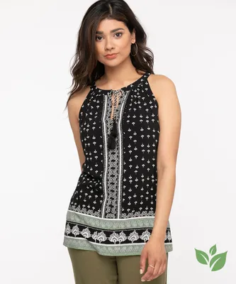 EcoVero™ Halter Tank Tassle Blouse