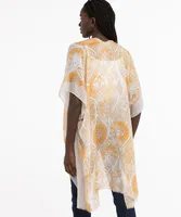 Tasseled Mosaic Print Ruana