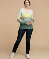 Striped Balloon Sleeve Sweater