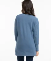 Ribbed Trim Open Front Cardigan