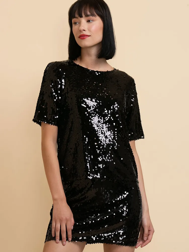 Short Sleeve Sequin Boxy Tee