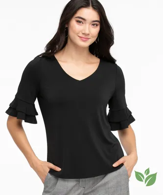 Eco-Friendly Flounce Sleeve Top