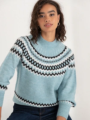 Mock Neck Balloon Sleeve Sweater