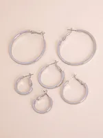 Trio Pack Silver Hoop Earrings