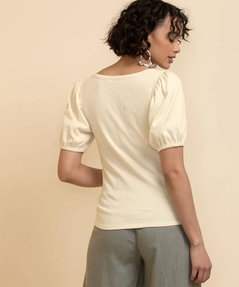 Textured Puff Sleeve Top