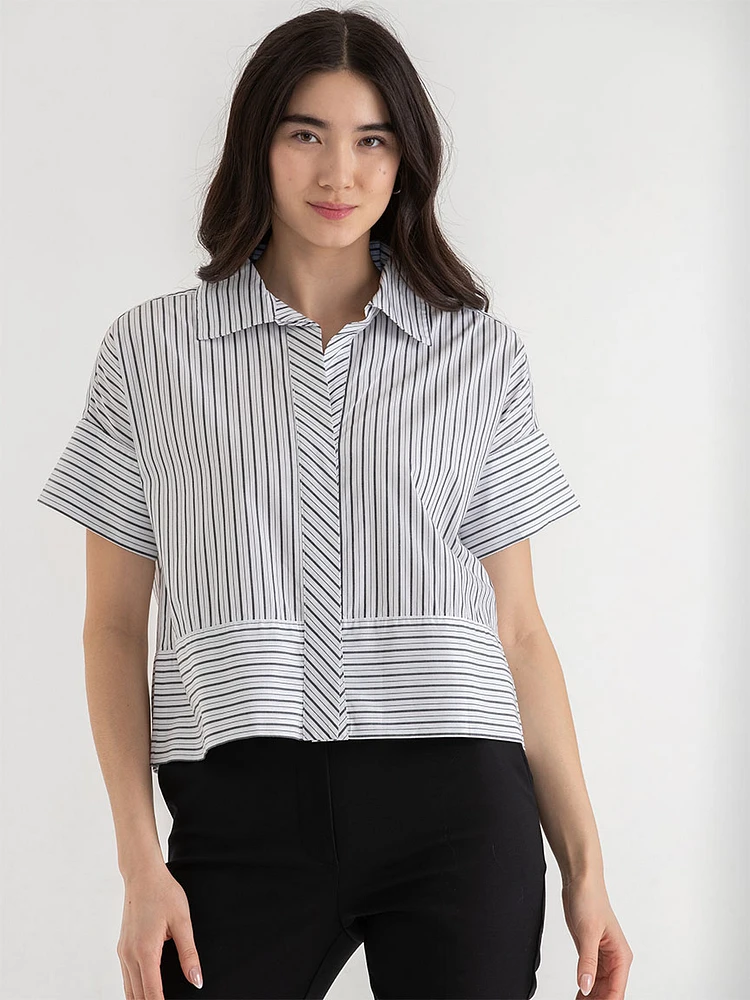 Short Sleeve Collared Poplin Shirt