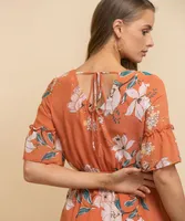 Maxi Flutter Sleeve Dress with Tie Neck