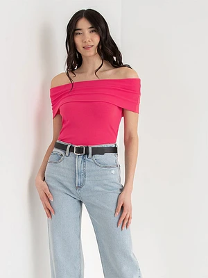 Off Shoulder Ribbed Top
