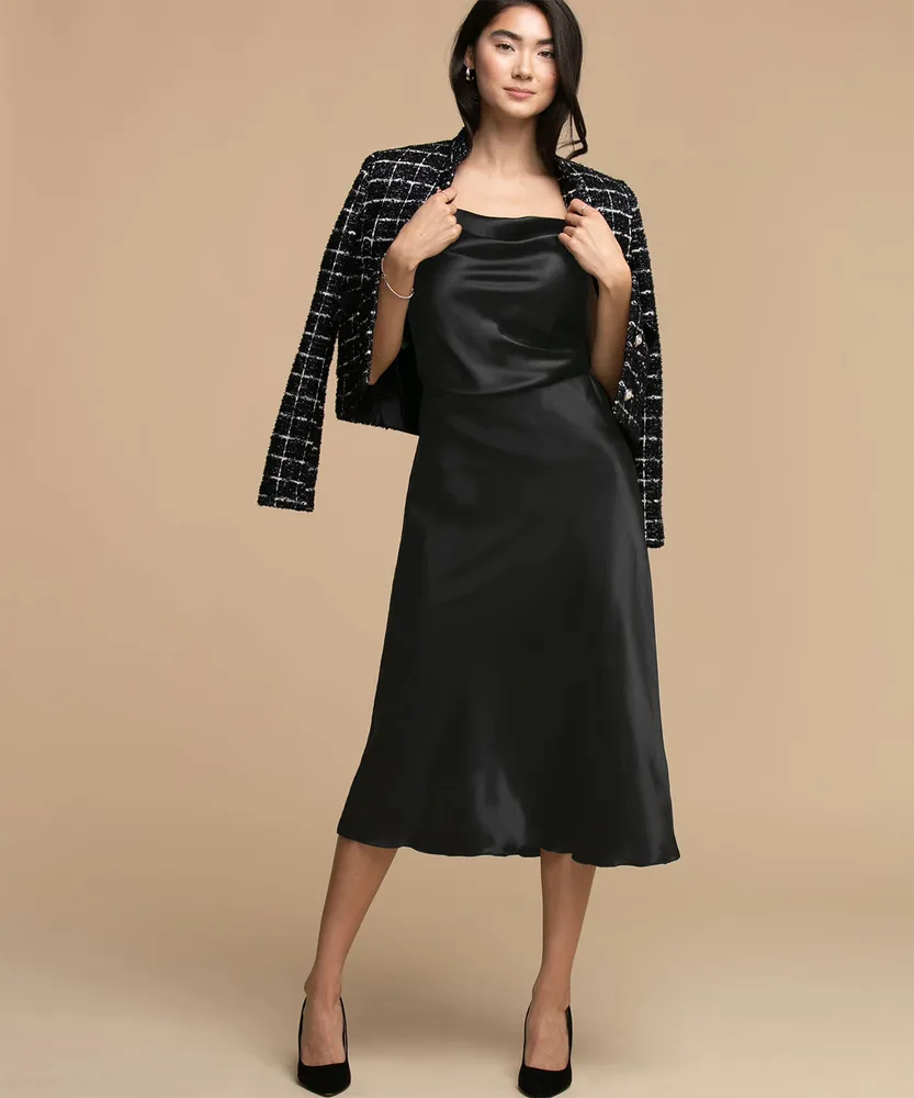 Tash & Sophie Midi Satin Elastic Waist Skirt
