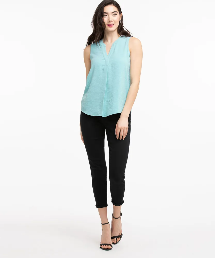 Sleeveless Henley Blouse