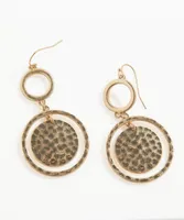 Hammered Metal Drop Earrings with Circle Pendants