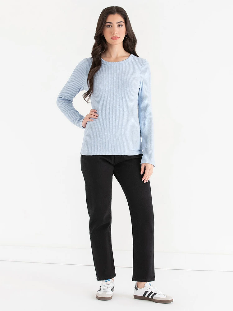 Rib Knit Crew Neck Top