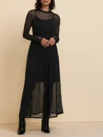 Long Sleeve Mesh Maxi Dress
