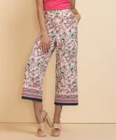 Printed Pull-On Wide-Crop Pant