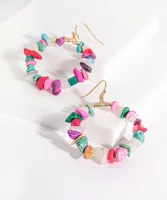 Colourful Stone Hoop Earring