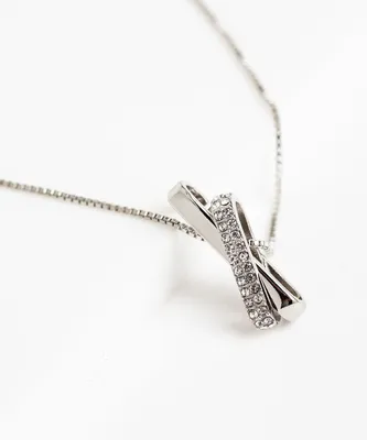 Silver Crossed Pendant Necklace