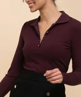Long Sleeve Collared Rib Top