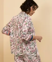 Button Front Shirt with Border Print Cuffs