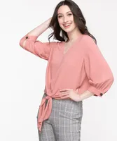 Tie-Front V-Neck Blouse