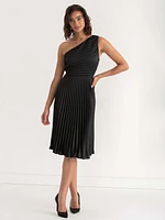 One Shoulder Pleated Dress