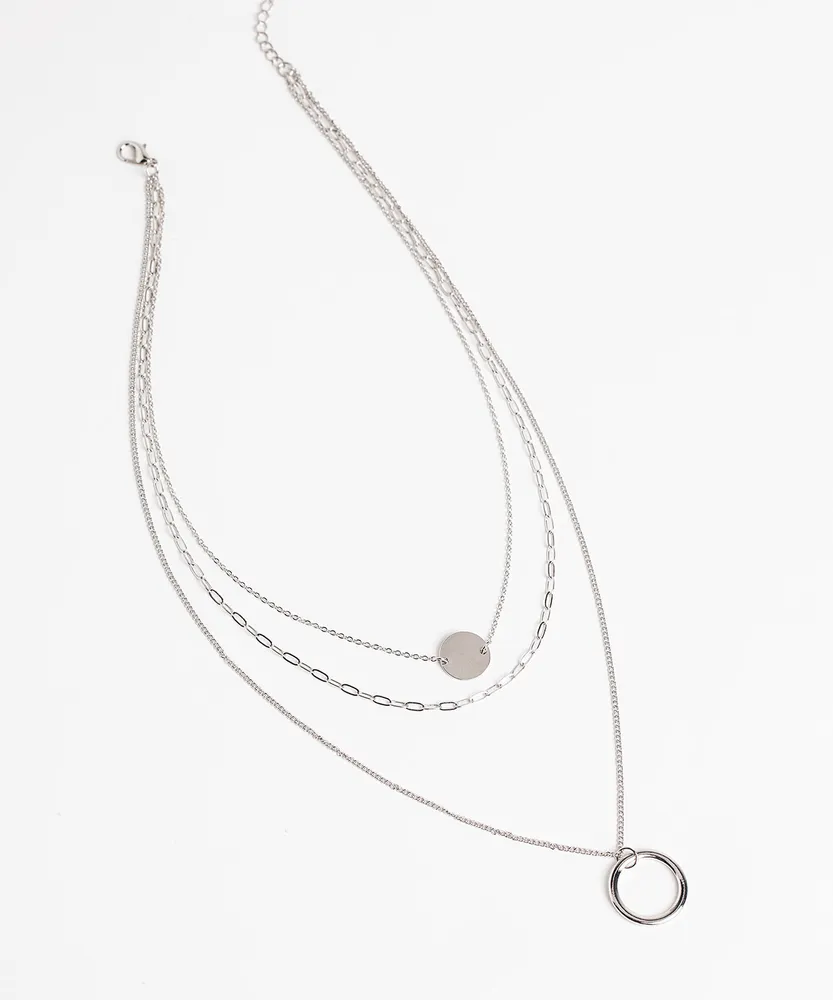 Circle Pendant Layered Necklace