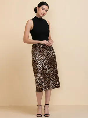 Satin Slip Midi Skirt
