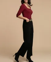Eco-Friendly Mesh-Lined Square Neck Top