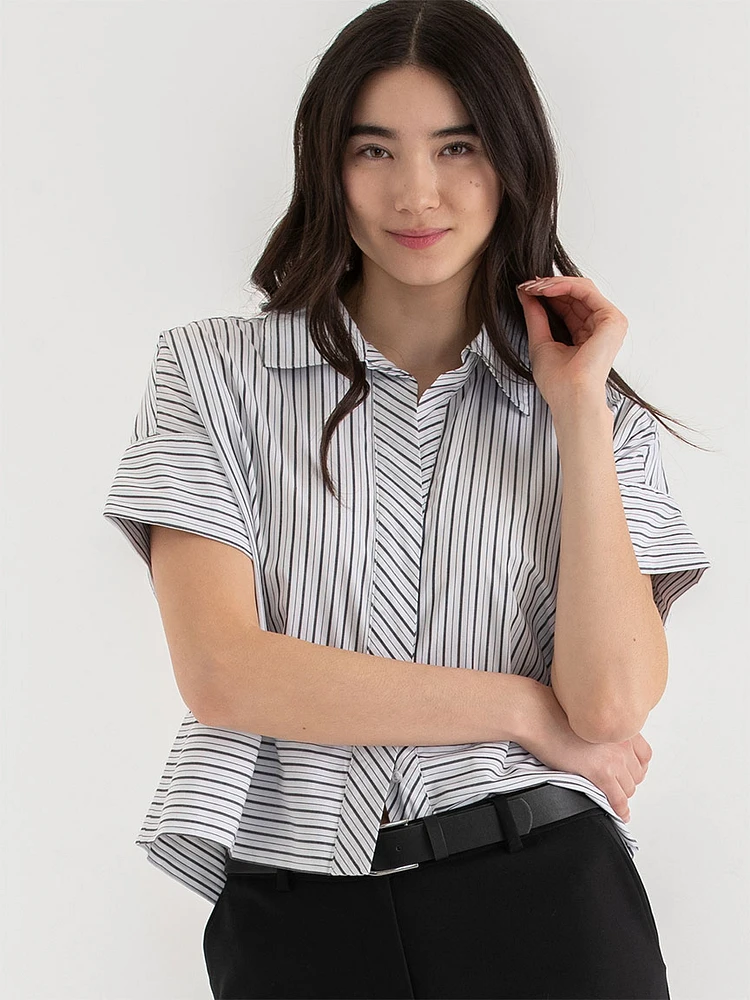 Short Sleeve Collared Poplin Shirt