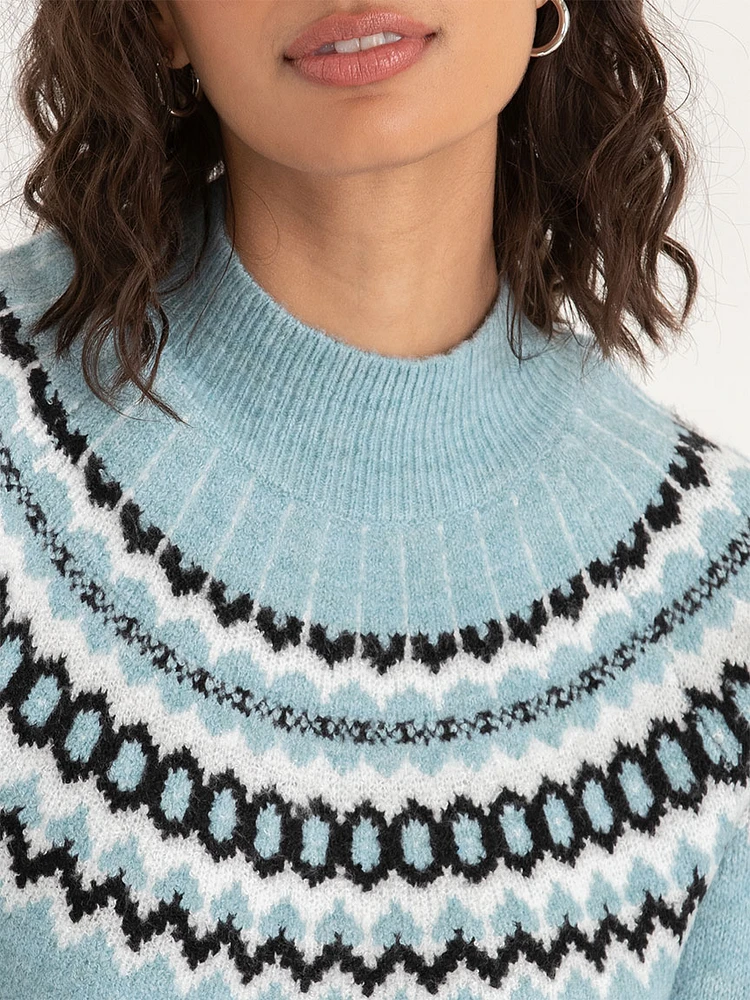 Mock Neck Balloon Sleeve Sweater