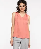 Sleeveless Pleated V-Neck Blouse