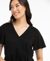 Eco-Friendly Crochet Trim Babydoll Top