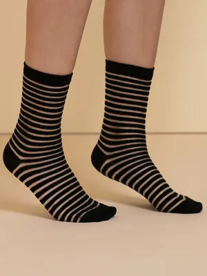 Sheer Stripe Lurex Crew Socks