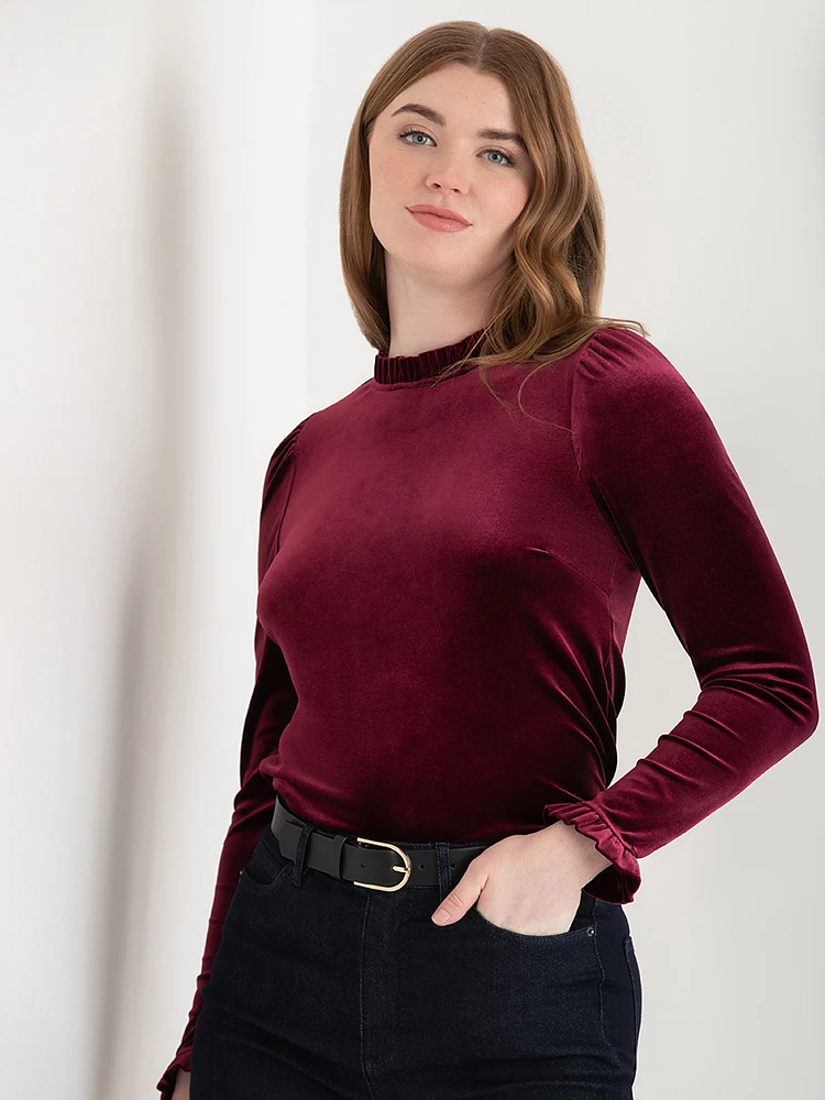 Velvet Top with Ruffles