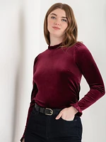 Velvet Top with Ruffles