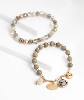 Stretchy Beaded Charm Bracelet 2-Pack